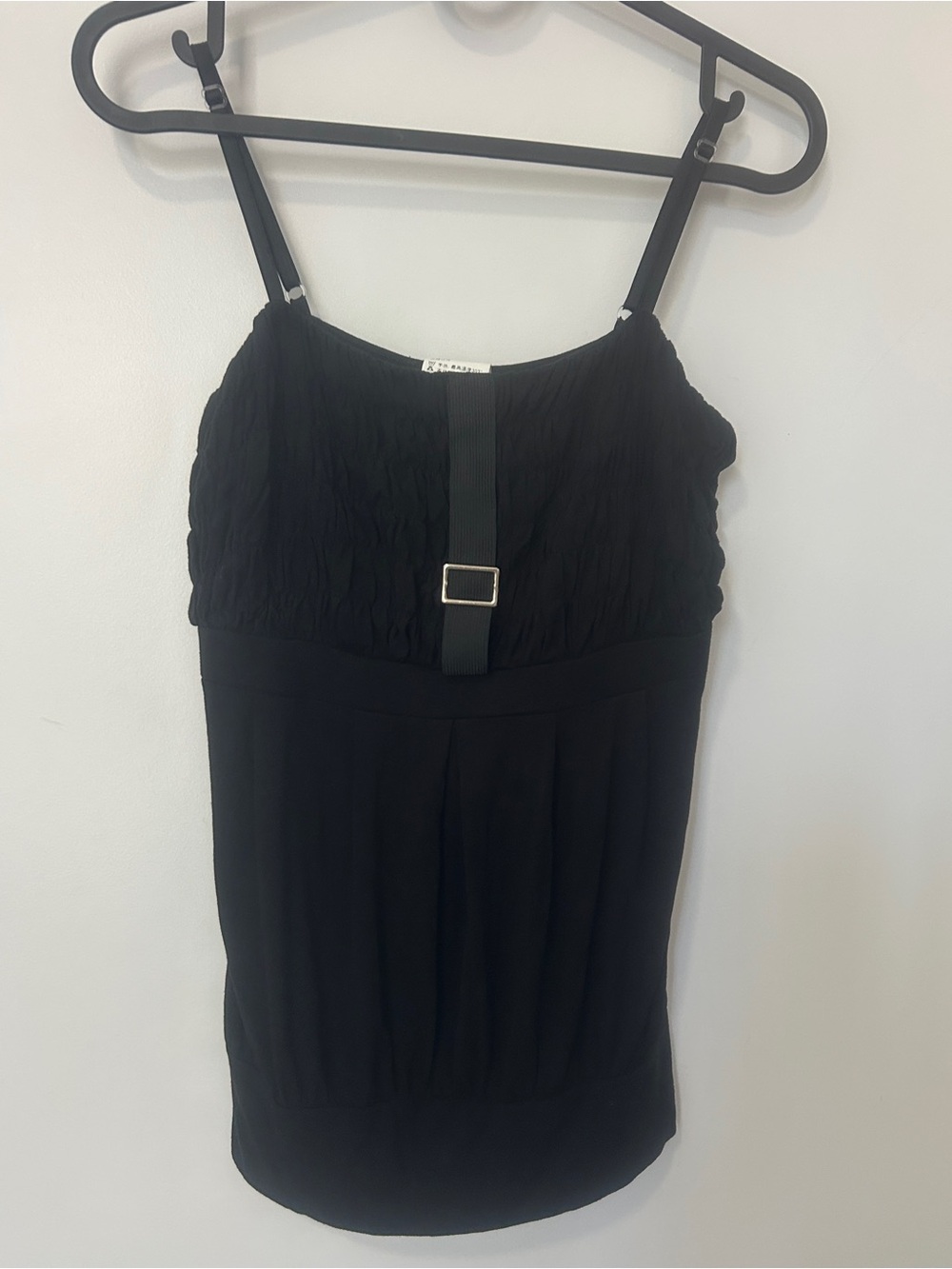 Morgan de Toi VintageY2K Black Ruched Buckle Cami Top Spaghetti Strap / Size S